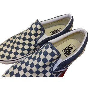Vans Blue Grisaille Checkerboard Slip-On Shoes Skate Sneakers Men 8.5 Womens 10